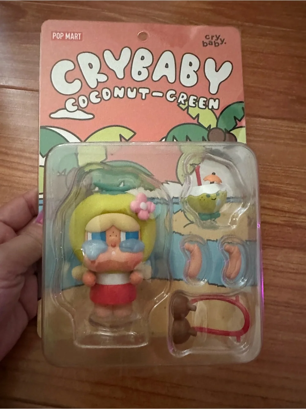 POP MART Crybaby Coconut-Green Figure - Green & Yellow Mini Toy